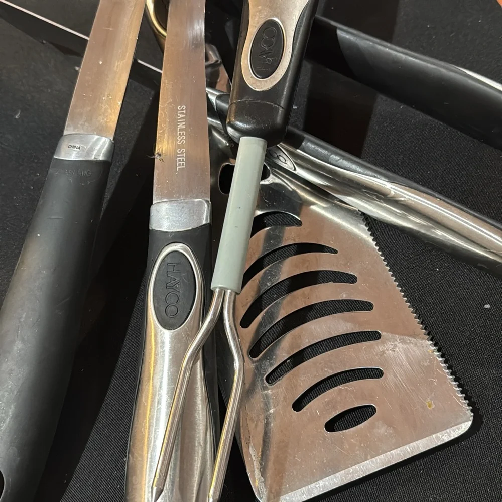 Stainless Steel‎ BBQ Tool Set - Black and Silver